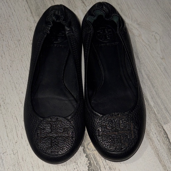 Tory Burch Mini Ballet Black Textured Flats Size 5 - Picture 12 of 14